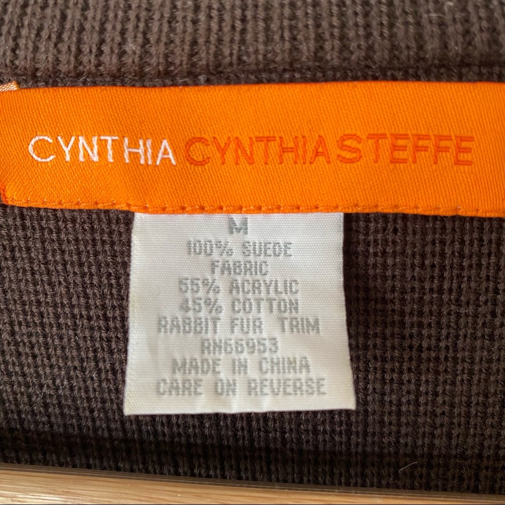 Vintage Brown Suede Sweater Coat Fur Collar Trench Coat M - Picture 12 of 13